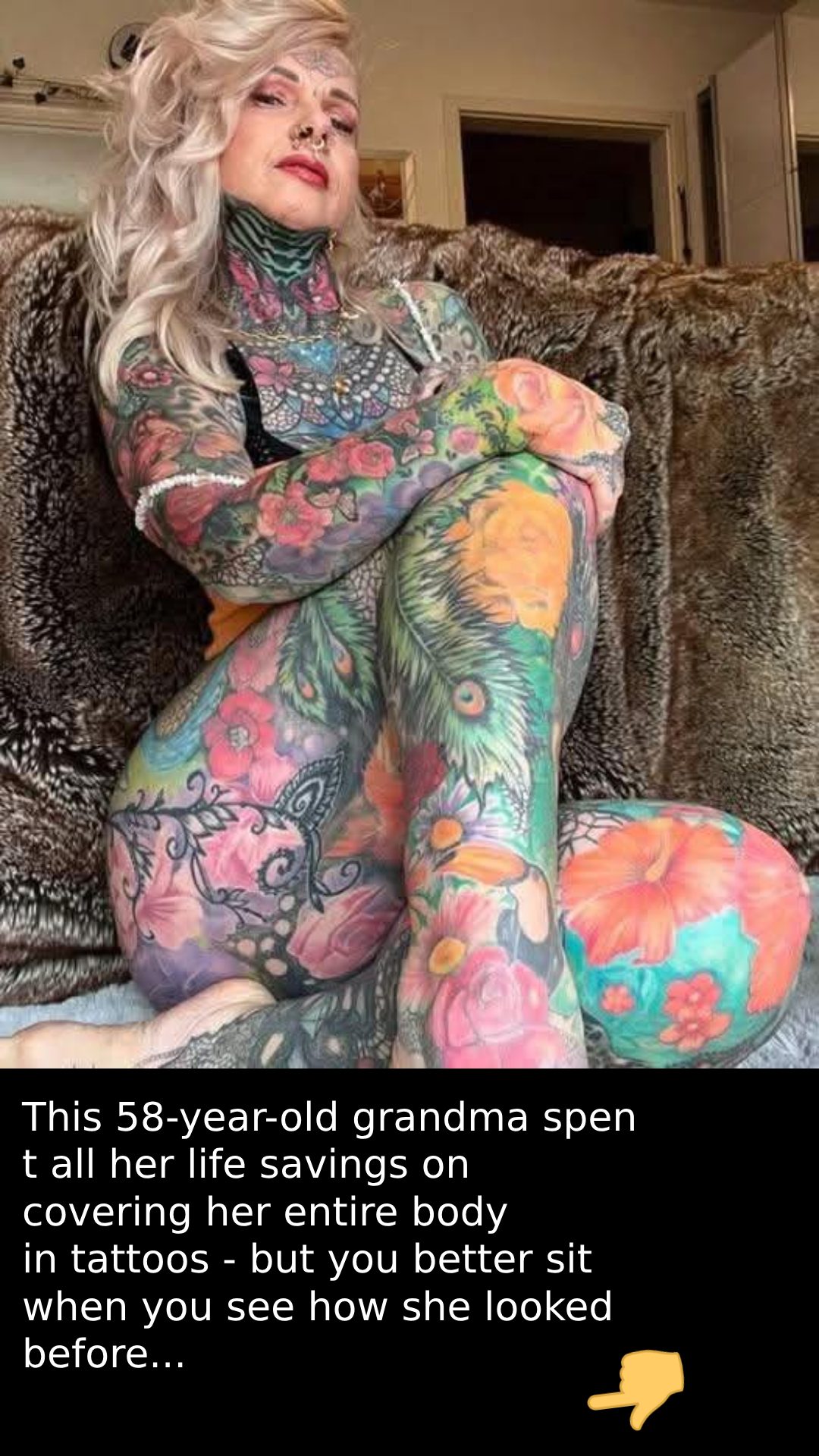 Grandma Shares Her Look Before Getting Full-Body Tattoos
