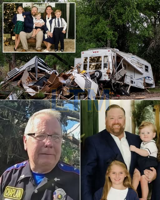 He stood helpless in the pouring rain, watching a nightmare unfold right in front of him. A roaring wall of floodwater tore through the Texas RV park, and in the chaos, a family of four was swept away. Screams echoed through the air. Panic. Desperation. The man shouted with everything he had—**“Throw me the baby!”**—his voice cracking through the storm. But the current was too fast. Too strong. One second they were there… the next, gone. He could do nothing but watch as the river stole them away. It was raw. It was real. And it was over in seconds. A moment that started like any other day had turned into a heartbreaking tragedy that will haunt him—and the town—forever.