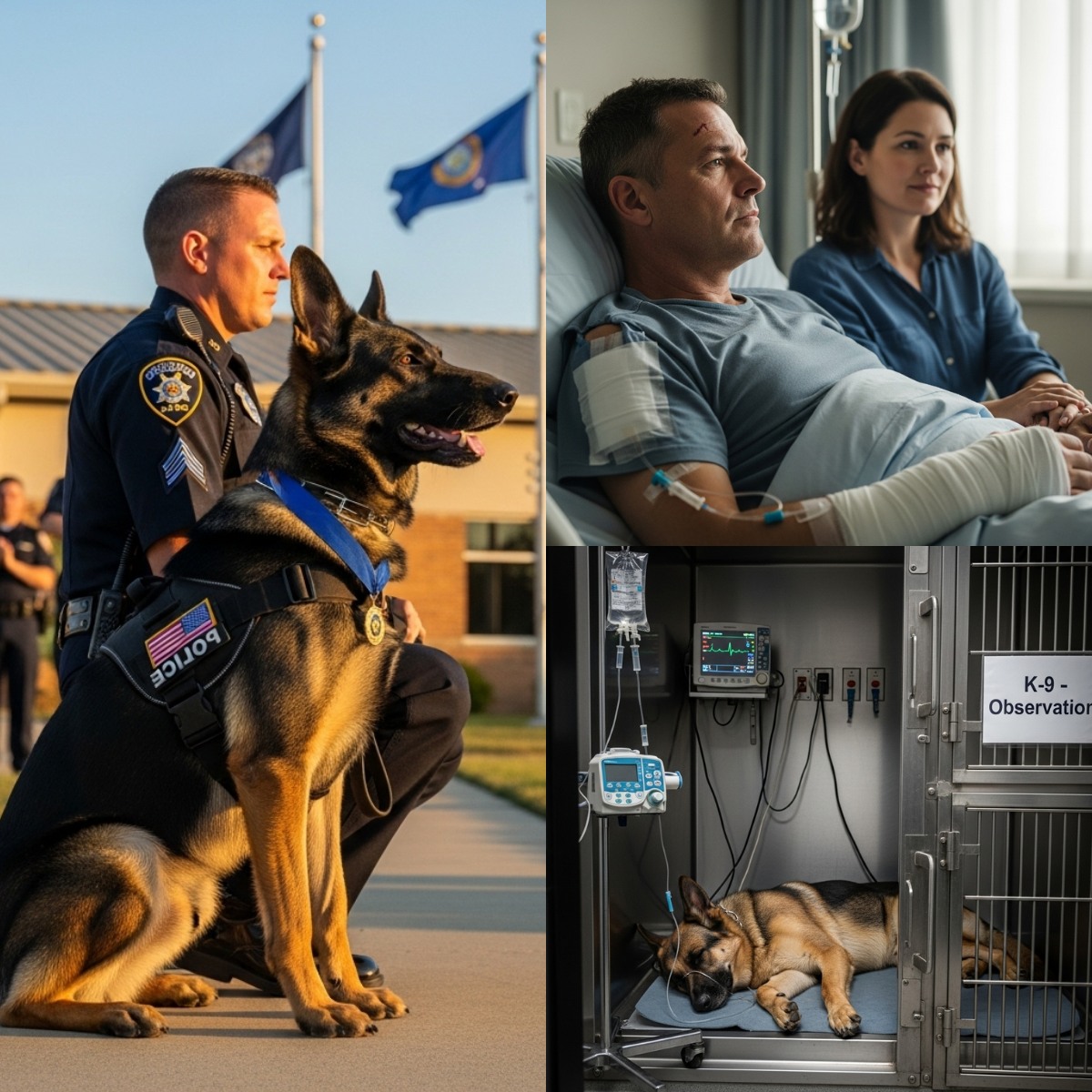 He Was a Decorated K-9 Hero Trusted by an Entire Town—Until One Night He Escaped, Crossed a Quiet Neighborhood, and Attacked a Veteran Officer Without Warning… Now Greenfield Is Demanding Answers, Investigators Are Stunned, and What They Just Discovered About the Dog’s Past May Change Everything You Thought You Knew About Loyalty, Trauma, and the Hidden Darkness Behind a “Silent Hero”. -Pic