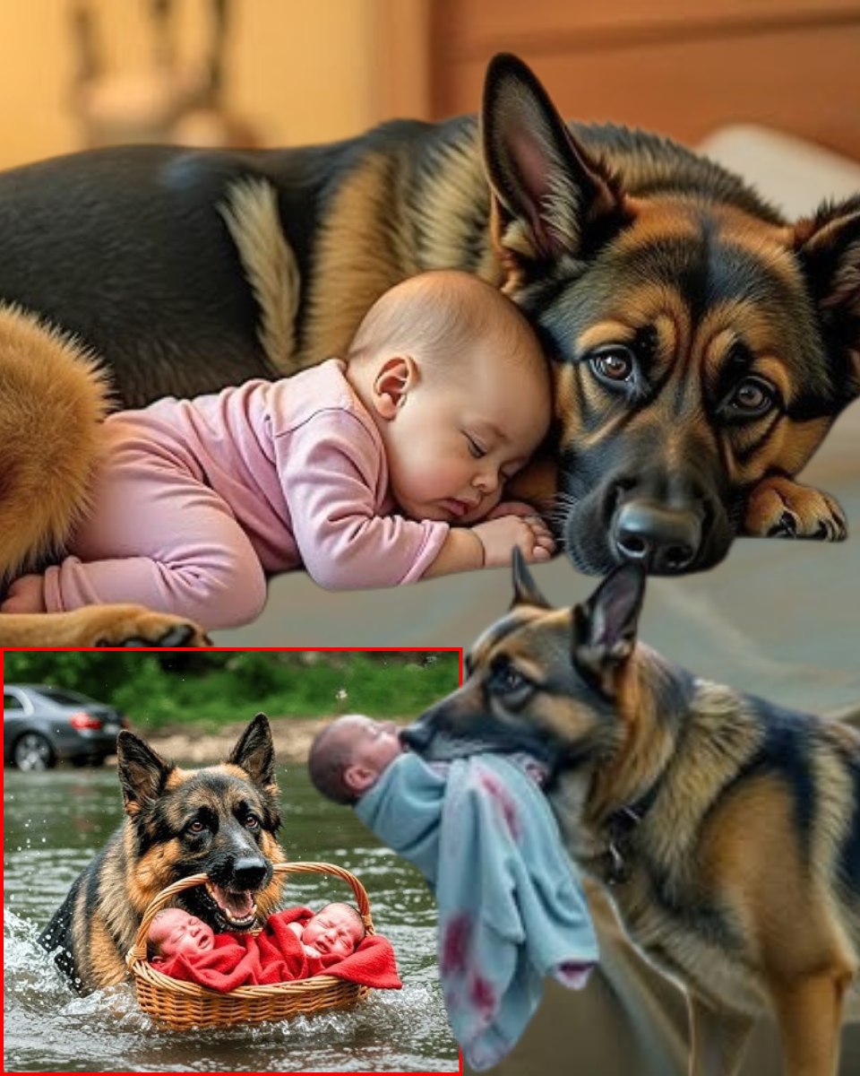 Rich Man Throws His Newborn Twins Into The River, But What The German Shepherd Does Next Will Melt Your Heart