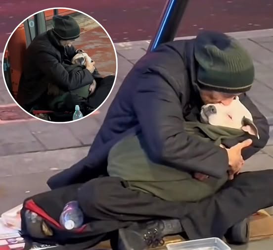 A Homeless Man has captured the attention of Thousands, not for begging, but for the way he rocks his Dog to Sleep every Night!