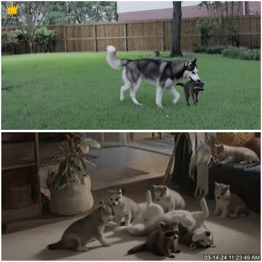 The Terror of a Raccoon being raised by a Husky — Twice the onriness want to see the results!