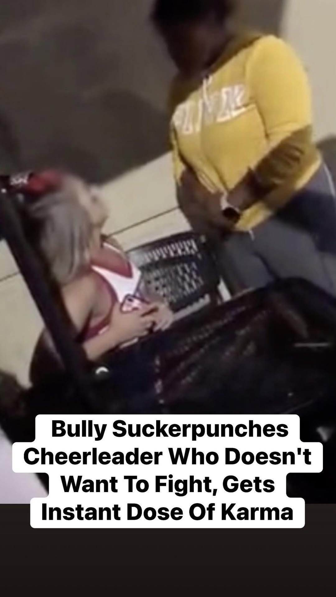 Bully Suckerpunches Cheerleader Who Doesn’t Want To Fight, Gets Instant Dose Of Karma